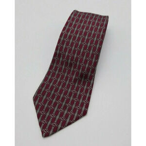 Hermès Silk Necktie in Navy and Red Vertical Pattern 890 PA Made in France Tie